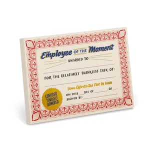 Employee of the Moment Award Paper Certificate Note Pad (Em & Friends Paper Certificate Notepads)