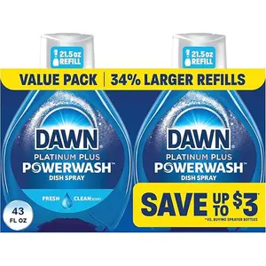 Power wash Fresh Dish Spray Liquid Dish Soap 2 Refills, 43 Fl Oz