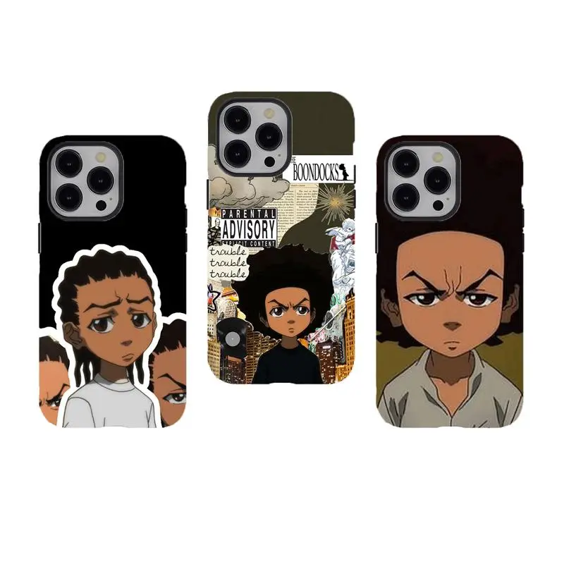 [No magnetic] The Boondocks Collage & Character Phone Cases,Aesthetic Dual-Layer design phone Cover,for iPhone 17 16 15 14 13 12 11 8 7 for Samsung Series,Durable Shockproof Protective hard Cover,2000s Cartoon Iconic cover