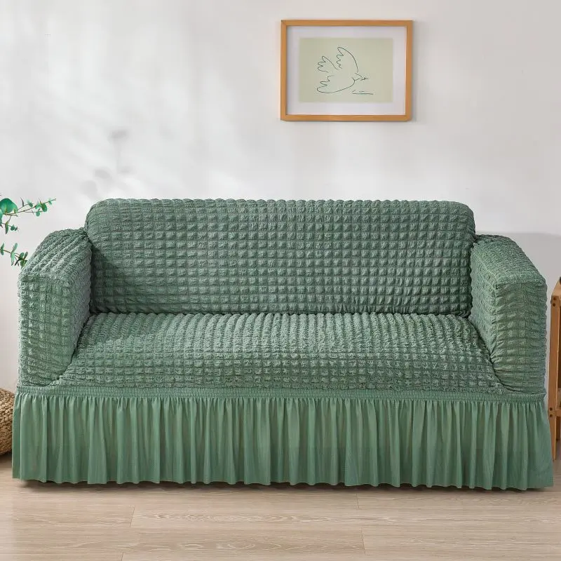 1pc Elastic Solid Color Slipcover with Skirt, Stretch Sofa Cover, Sofa Couch Covers, Full Coverage Sofa Protector for Pets, Easy to Clean and Dustproof, Fits 1 to 4 Seater Sofas