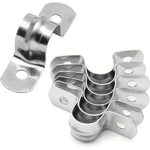 Heavy-duty Stainless Steel 10 Pieces Double-hole U-shaped Bracket Pipe Clamps - Rigid Conduit Clamps for Conduits and Cables, Conduit Fastening