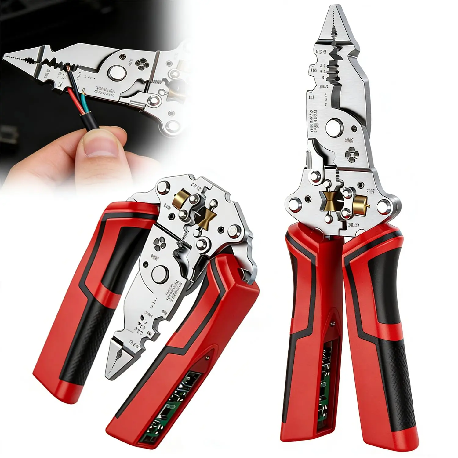 16-in-1 Professional Wire Stripper with 12-250V Voltage Tester, Heavy Duty Foldable Electrician Pliers for Stripping, Cutting, Crimping & Twisting, Versatile Electrical Tool for DIY & Repair