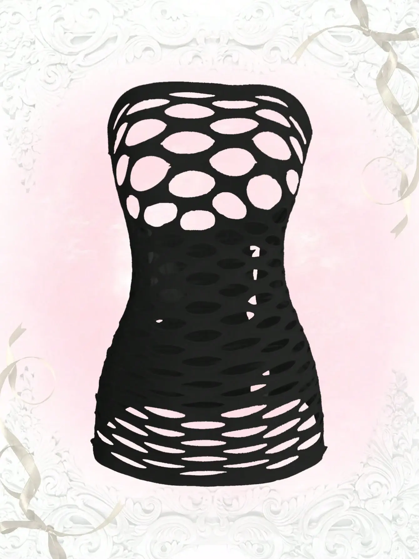 LUSHLACE Hollow Out Lingerie Dress Super Elastic Sexy Kawaii