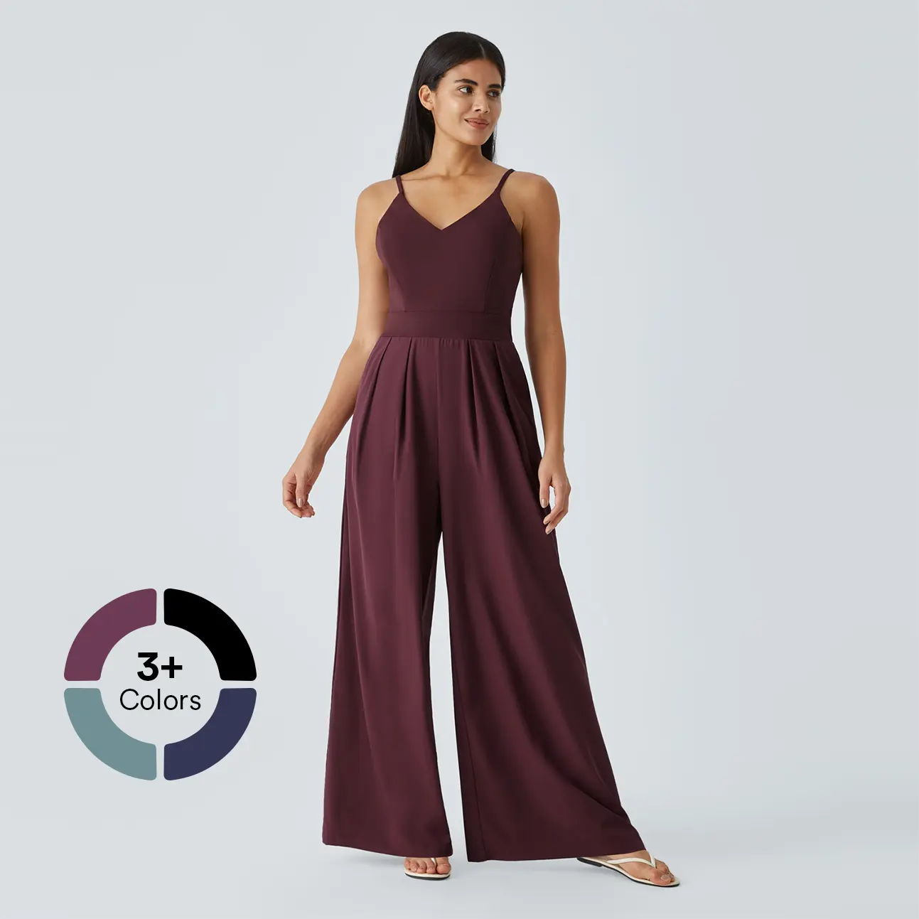 Halara Breezeful Backless Side Invisible Zipper Pocket Wide Leg Quick Dry Resort Jumpsuit #BackToSchool