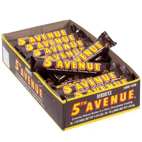 5th Avenue Candy Bars 18 ct - Chocolate Coating, Crunchy Peanut Butter Snack - 18 Bars Pack NET WT 4 lb / Bar NET WT 2 oz Bonbon Milk Cocoa Salt
