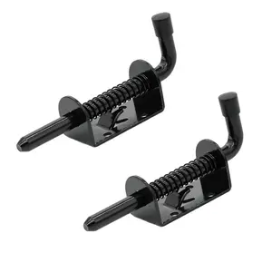 5 Inch Spring Loaded Latch Bolt, Heavy Duty Spring Loaded Latch Pin Door Lock, 1/2" Pin for Shed, 2 Pack Black