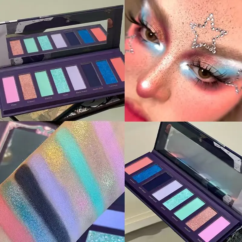 HERORANGE eight color oil painting eye shadow plate, Shimmer Sparkle Palette, Eyeshadow Makeup, Eye Makeup Products, Glitter Shimmer matte high gloss fine waterproof durable makeup mirror music festival stage party gift