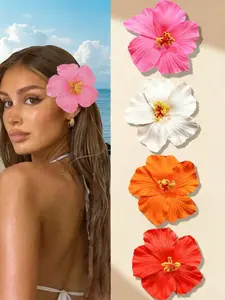 4 Hawaiian Flower Hair Clip Set for Women, Realistic Floral Hair Accessories, Perfect Gift for Beach Parties, Tropical Hair Accessories