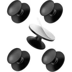 5 Pack Black Self Adhesive No Drilling Drawer Knobs Self Stick Stainless Steel Cabinet Handle Pull for Kitchen Window Wardrobe Dresser Cupboard Closet
