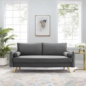 Modway Revive Performance Velvet Sofa in Gray