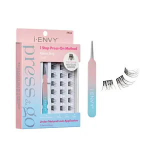 I-Envy Press&Go Self Adhesive Eyelashes Extension & Applicator Kit, Easy Application Lash Extensions, No Glue Press On False Eyelash Clusters, No Damage or Residue