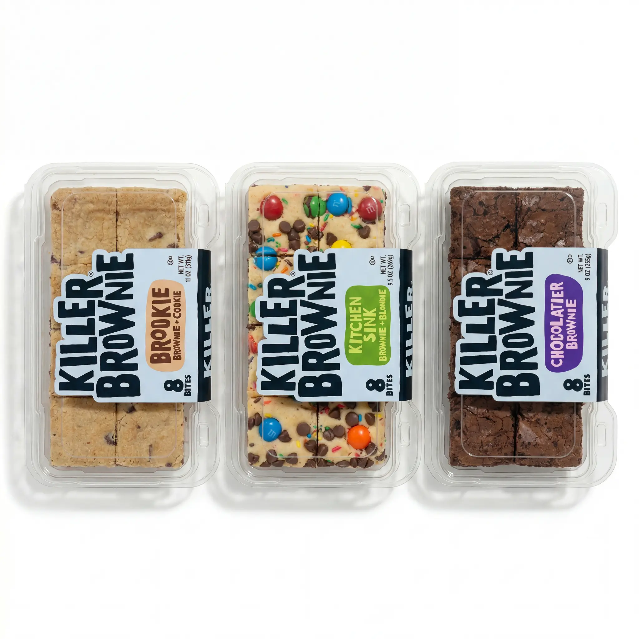 Killer Brownie Bites Variety Pack | 8 Count | Brookie Brownie, Chocolatier, Kitchen Sink | Pack of 3 (24 Total Brownie Bites)