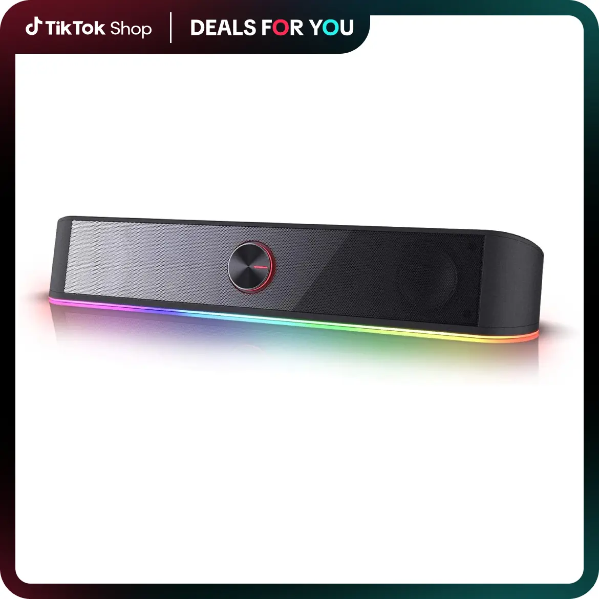 Redragon GS560 RGB Compact Desktop Soundbar, 2.0 Channel Crystal Computer Speakers for Smartphone & Devices, Plug-Powered via USB/3.5mm Cable, Dynamic Lighting Sync, Touch-Control Backlit w/ Volume Knob, Black,summerwins