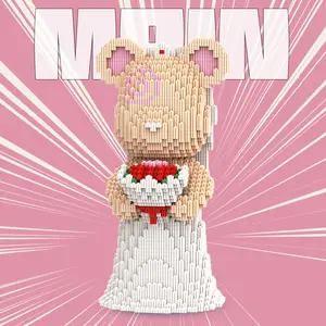 2950 Pieces Wedding Bear Q Version Creative Building Blocks Toy, Unisex Gift for Boys and Girls, Home Decoration Ornament, Building Block Set