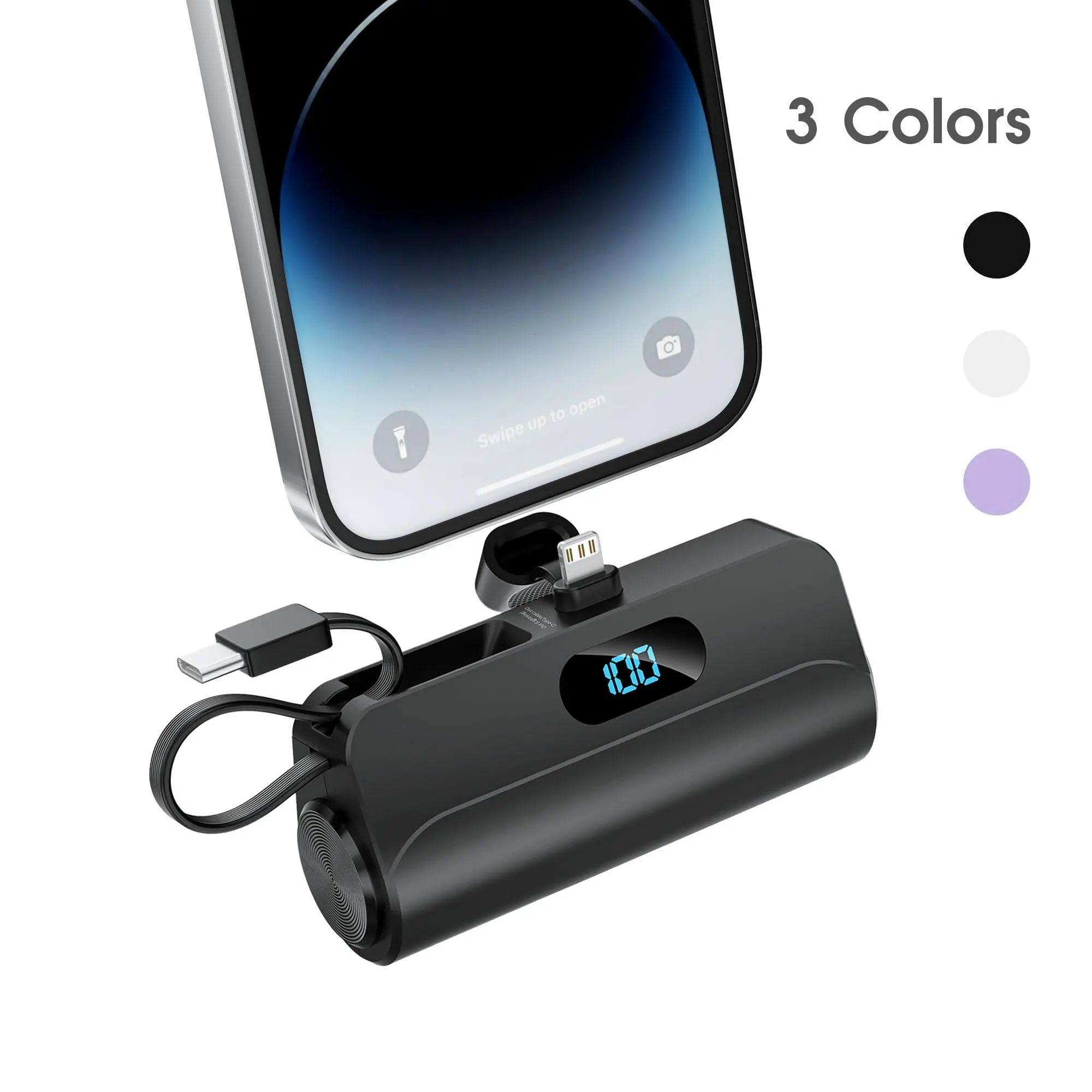 Portable Power Bank, Battery Pack, 5000mAh Rechargeable Lightweight Portable Mobile Phone Charger with Stand, LED Digital Display Screen Power Bank for iPhone & Galaxy & Other Electronic Products