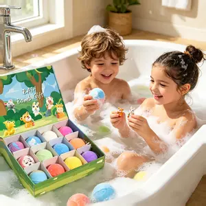 12 Pcs Kids Bomb Gift Set with Surprise Toys Inside | Easter Basket Stuffers for Boys & Girls | Colorful Fizzy Bubble Bath Bombs for Skin Nourishing & Gentle Care | Safe Bath Bombs for Kids Bath Time Fun