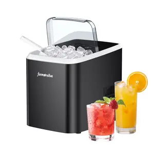 Portable Ice Maker Countertop - 26Lbs/24H Bullet Ice Machine with Self-Cleaning, 9 Ice Cubes Ready in 6-8 Mins, 2 Sizes of Ice for RV Kitchen Home Party Camping, 1.5L Water Tank