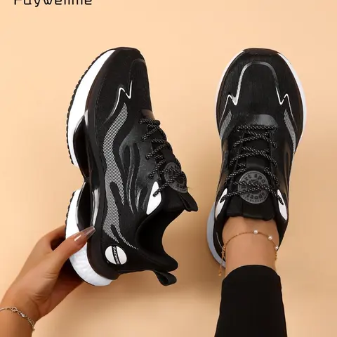 Women's Lace-Up Low-Top Sneakers, Valentine's Day Gift for Girls, Casual Running Footwear, Casual Comfortable Breathable Sports Running Shoes, All-match Basic Shoes for Daily Wear, Athletic Running Trainers, Running Style Sneakers