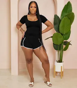 USBoutiqueCHIC Women's Spring Summer Slim Fit Workout Set | Cropped Top & High-Waist Shorts | 8-Color Sportswear for Gym & Casual Wear