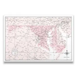 Push Pin Maryland Map (Pin Board) - Pink Color Splash