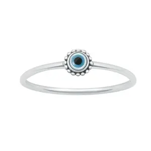 925 Silver Evil Eye Ring Blue Mini 5MM