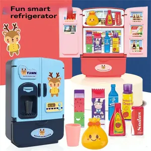 Kids Play Refrigerator Toy, Realistic Kitchen Appliance, Dual-Door Mini Smart Fridge, Birthday Gift for Boys & Girls, Kitchen Play Set, Kitchen Playset