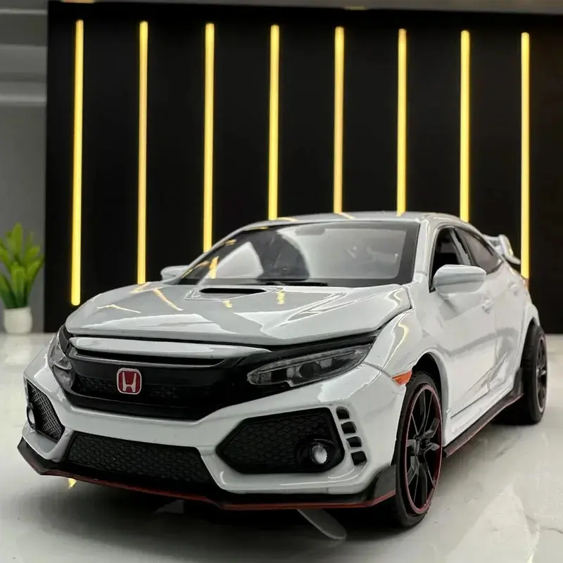 1/32 Scale Civic Type R Alloy Die-Cast Collector Model Car with Base, 1/32 Scale Match, Type R Fan Icon, Boy Gifts 14, Children's Toy for Collection & Birthday Gifting