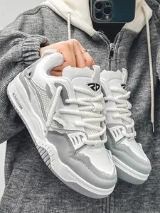 Men's Thick Sole Fashion Sneakers, Anti-Slip Wear-Resistant Breathable PU Leather, Casual Outdoor Design, Sizes 39-46, All Seasons