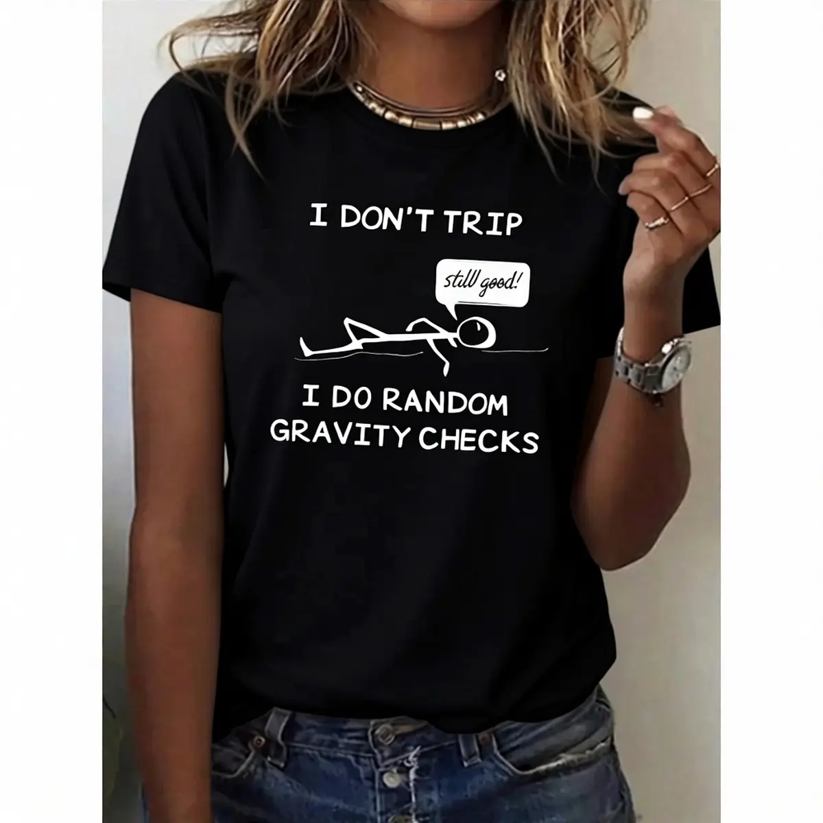 Gravity Funny Casual Digital Print  Pure Heavy Cotton  Womens T-Shirts