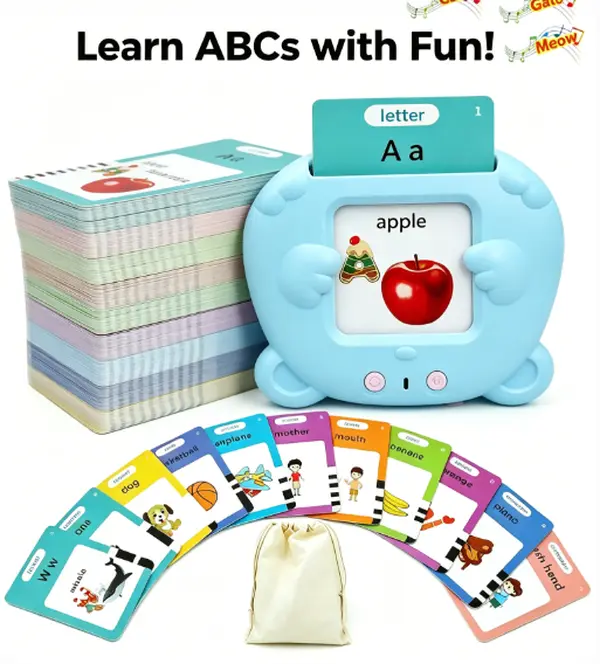 Talking Flash Cards for Toddlers Ages 3-8, Montessori Speech Therapy Toy