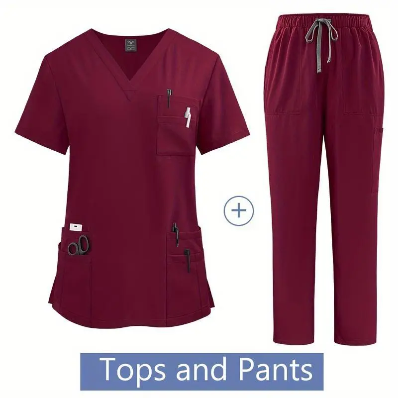 Nurses Hospital Uniforms Two Piece Stretch Straight Pants Scrubs Suits Nursing Articles Women Scrubs Uniforms Sets