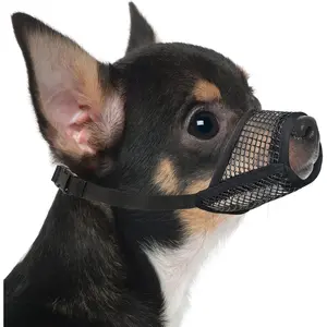 Dog Muzzle, Soft Mesh Muzzles for Small Medium Large Dogs Chihuahua Poodle Husky Labrador Retriever, Breathable Dog Mouth Guard for Biting Chewing Grooming, Allow Panting Drinking Adjustable Breathable Dog Muzzle