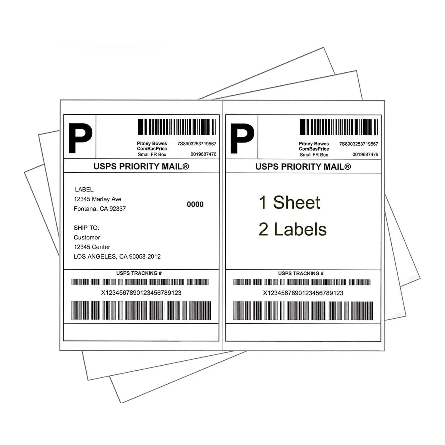SJPACK Half Sheet Blank Self-Adhesive Shipping Labels - 2 Per Page, Inkjet/Laser Compatible, 8.5x5.5in White Printable Address Labels for Mailing, Digital Print Use