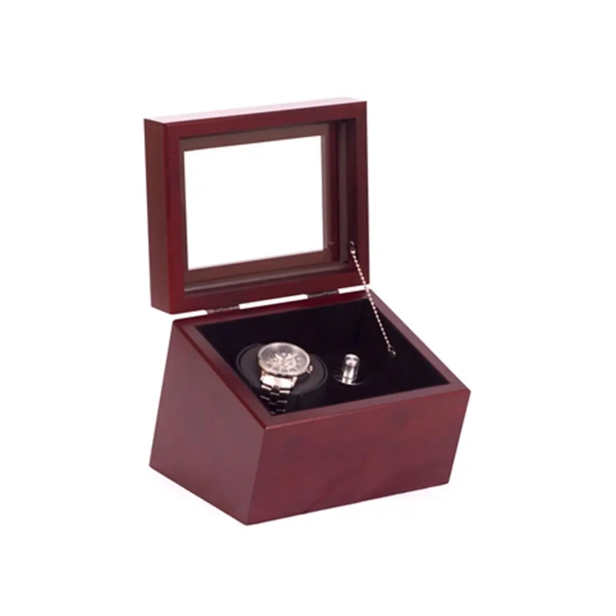 Automatic Watch Winder for Watch Enthusiasts, Brigadier Glass-Top Mahogany Hardwood Case, Multi Functional with 4 Programs and 900 Turns Per Day, Mechanical Watch Winders