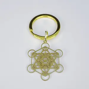 Metatron's Cube Keychain - Gold
