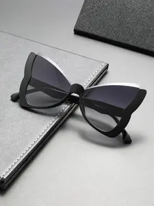 Women's Double Layer Butterfly Handmade Rhinestone Transparent Colorful Wave Legs Eyeglass Frames, Vintage High-end Personality Fashion