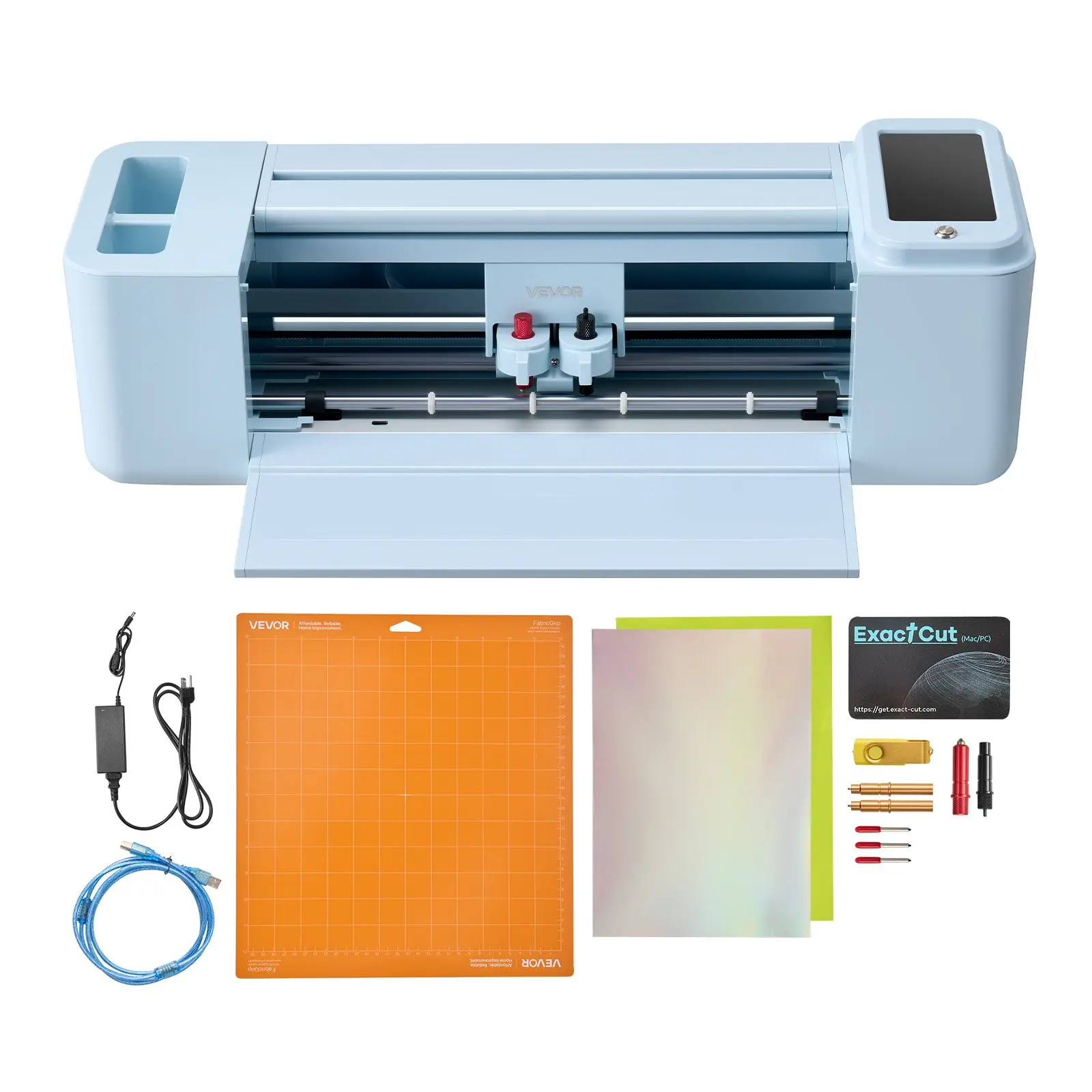 【Summerfinds】VEVOR Compact Vinyl Cutting Machine, 12 in Touchscreen-Controlled Cutter with 5000+ Built-in Design Resources, Cutting Supplies Compatible with Mac, Windows, Android & iOS for Custom Crafts, Cardstock, Foil, Heat Transfer Paper, Everyday, Wir