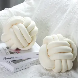 2 count Knot Ball Pillows Round Plush Aesthetic Cushion Pillows Soft  Relieving Cute Decorative Knotted Pillows for  Bed Sofa Bedroom Decor (Cream White, 7.87 Inches)