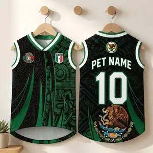 Personalized Mexico Pet Soccer Jersey, Custom Dog Cat Football Shirt, Name Number Puppy Sportswear