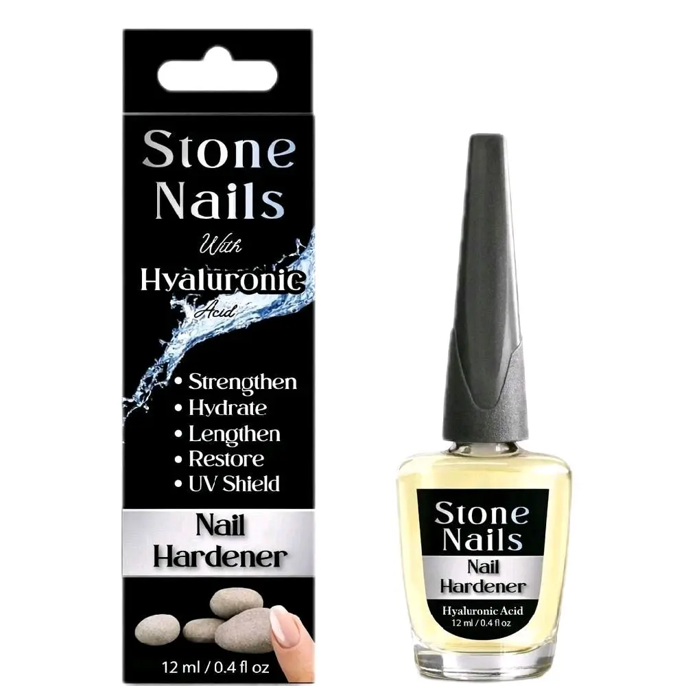 Sohochic Stone Nails Hardener with Hyaluronic Acid (12ml) - Salon-Grade Nail Care, Smooth Manicure Moisturizer, UV Shield for Strength, Hydration, Protection