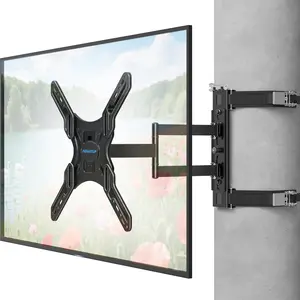 No-Drill Full Motion Pillar TV Wall Mount, Strap-On Design for 26"-60" TVs