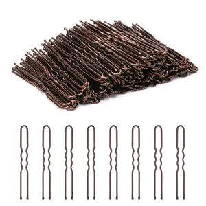 U Shaped Hair Pins, 200 Count Buns Waved Hair Pins for Updos with Box for Women Lady Girls Bobby Pins  Historical Hair Styling Pins Hair Accessories (Brown, 2.4 Inch)