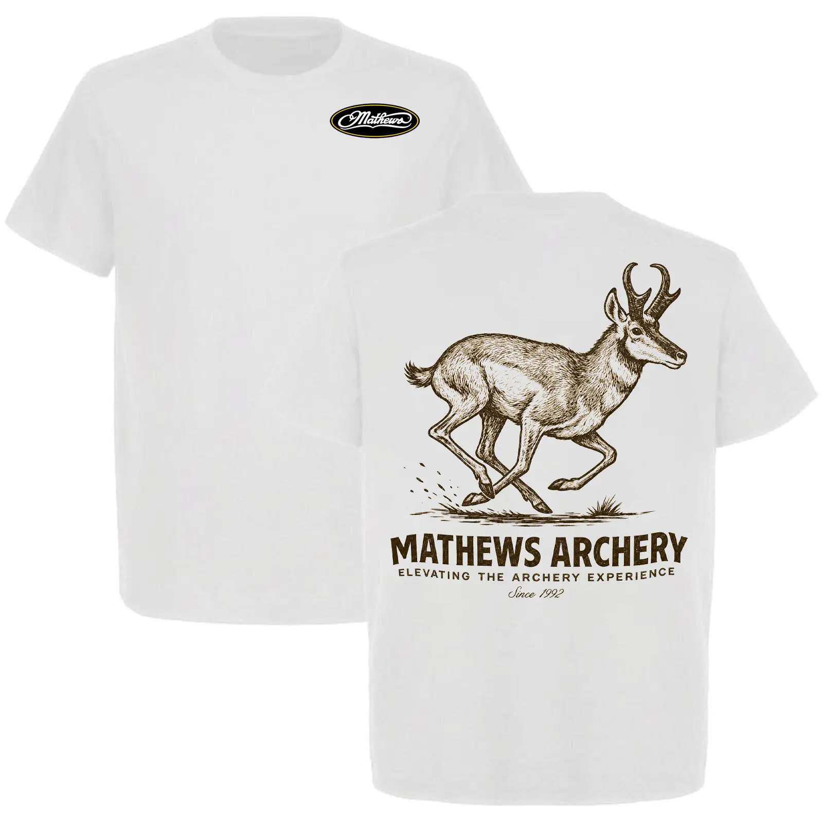 Mathews Archery Men's Antelope T-Shirt - Bowhunting Graphic Tee | Mathews Archery Western Big Game Shirt Since 1992