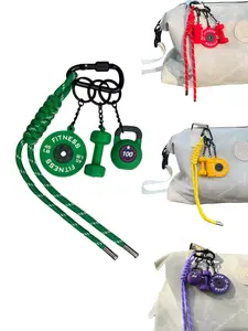 Fitness-Themed Pendant, Stylish Backpack Charm, Purse Charm, Shaped Like Dumbbells And Weight Plates, Sporty Style With Textured Knot Clasp, Suitable For Sports Bags, Accessory For Fitness Enthusiasts' Daily Outfits And Sports Outings, Backpack Bag Charms