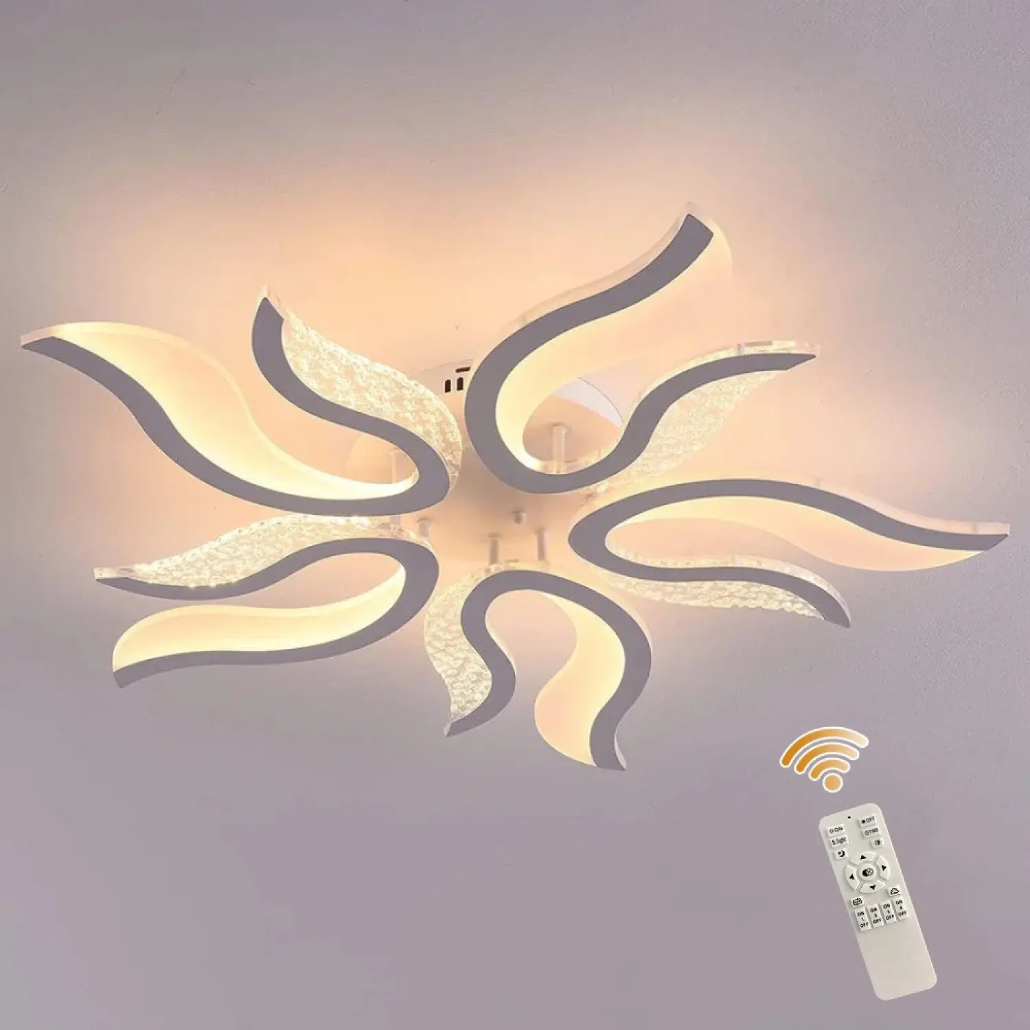 Modern Ceiling Light, Dimmable Flush Mount LED Ceiling Lamp, 5-Light 30.7" Acrylic LED Semi Flush Mount for LivingRoom Dining Room Bedroom