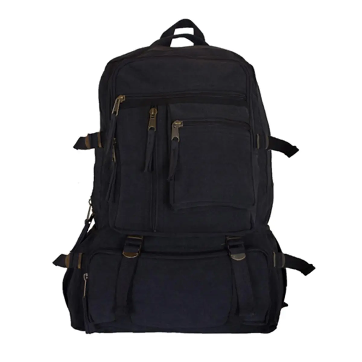 Vintage Canvas Unisex Adventure Backpack with Genuine Leather Trim, Retro High-Capacity for Adults’ Excursions, Multi-Compartment Hangable Design, 20.5x14x7in, Adjustable, Padded Back, Quad Cinch Straps, 3 Zippered Accessory Pockets, 2 Outer Open Top Dump