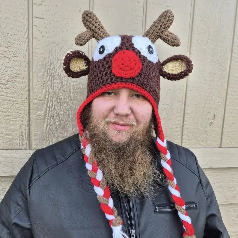 Crochet reindeer hat for adults