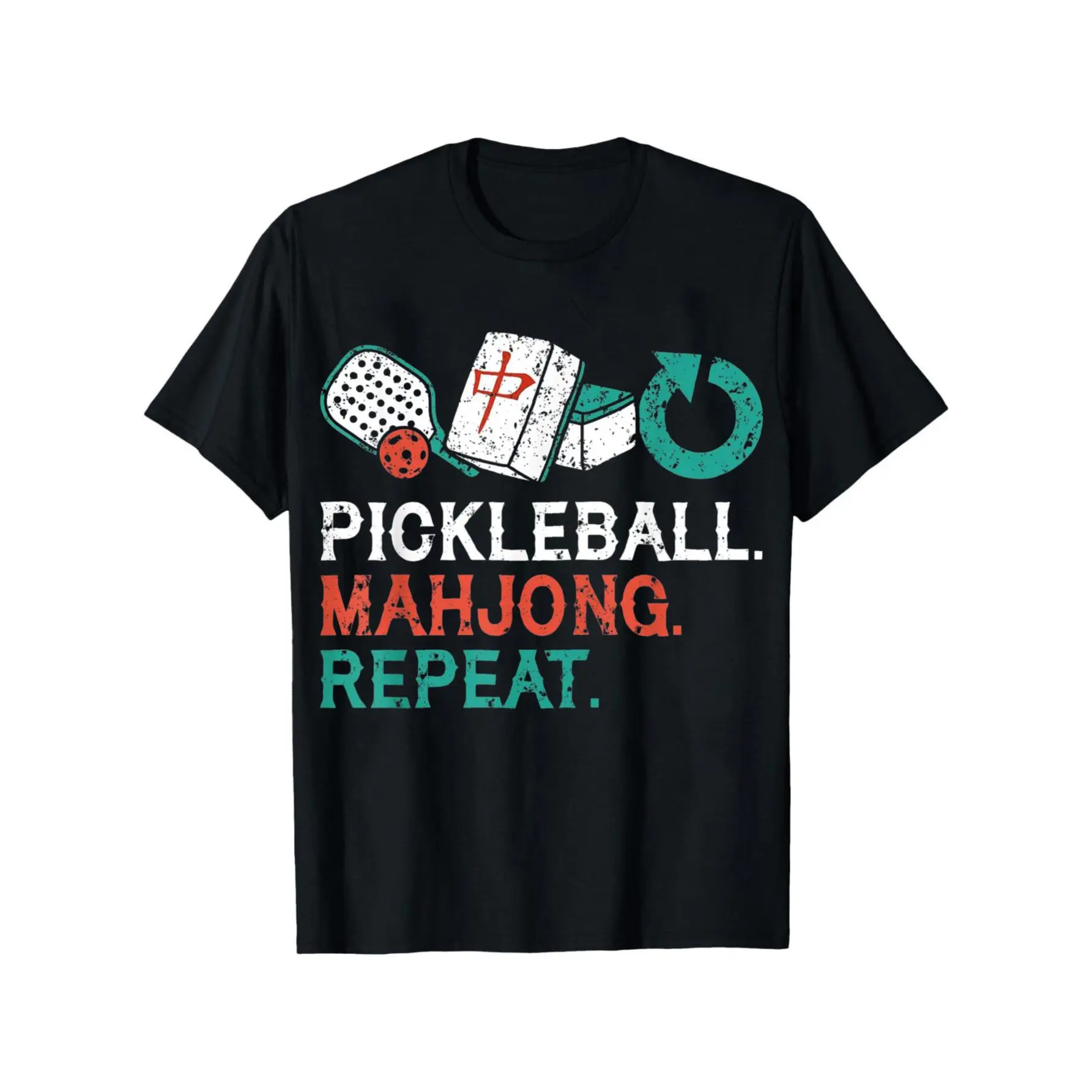 Pickleball Mahjong Repeat Funny Game Lover Men Women T-Shirt