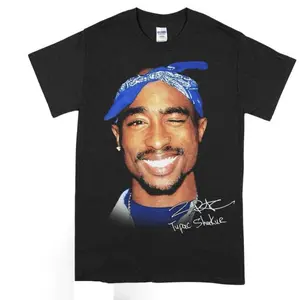 ToolHeaven Vintage 90s 2pac Tupac Shakur Tshirt, Tupac Big Face Head Vintage Style Graphic Hip Hop T-Shirt, Retro Unisex Cotton Shirt B08 Casual Comfort