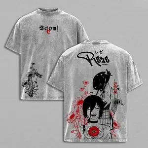 Reze Chainsaw Man Tee – Vintage Washed Oversized Heavy Cotton T-Shirt, Women Cosplay Style, Movie Inspired Anime Manga Streetwear, Unisex Retro Graphic Top